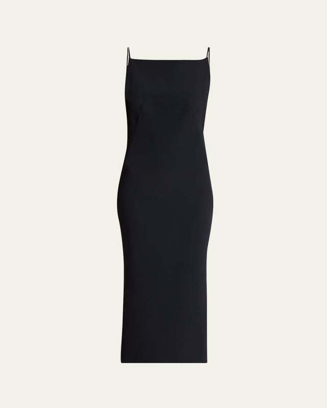 Square-Neck Sleeveless Midi Dress